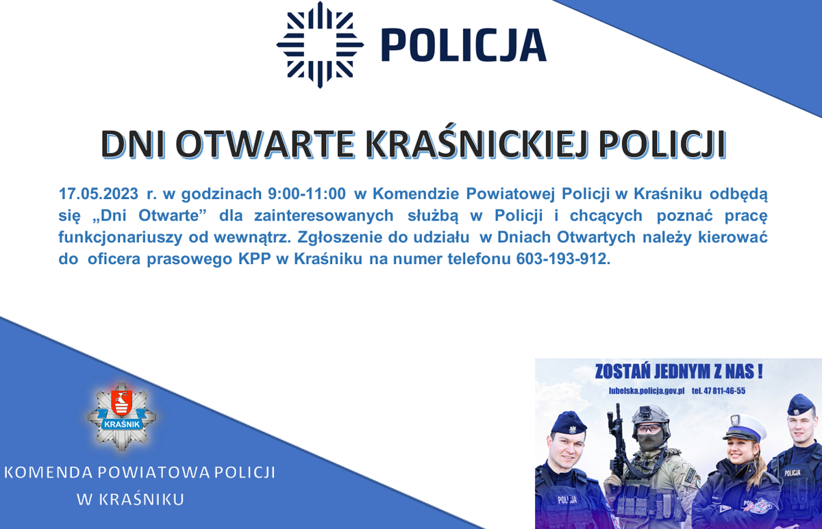 Dni otwarte plakat KPP w Kraśniku