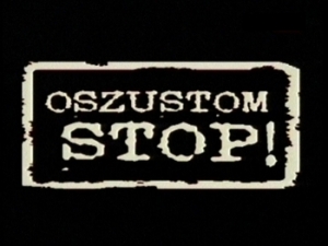 Zdjęcie przedstawia grafikę z hasłem &quot;Oszustom Stop!&quot;.